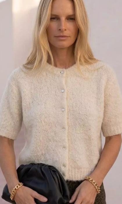 kilky beige cardigan korte mouw