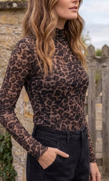 top leopard mesh kilky